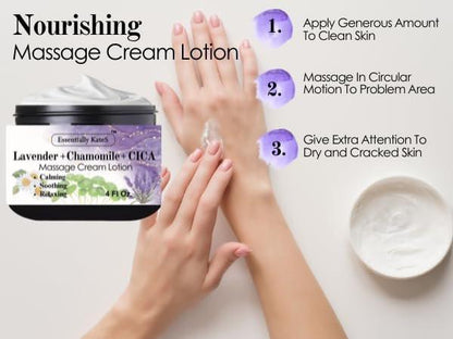 Essentially KateS Lavendel + Kamille + CICA Creme Lotion 118 ml – Beruhigend, entspannend, feuchtigkeitsspendend