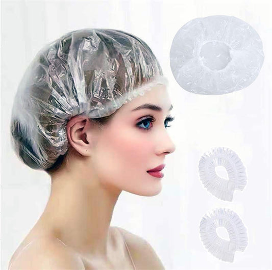 100 Stück Einweg-Duschhauben, verdickt, wasserdicht, für Damen, Herren, Reisen, Spa, Hotel, Zuhause, Salon - vielseitige elastische Plastik-Duschhauben, unverzichtbare Accessoires (20,5 Zoll)