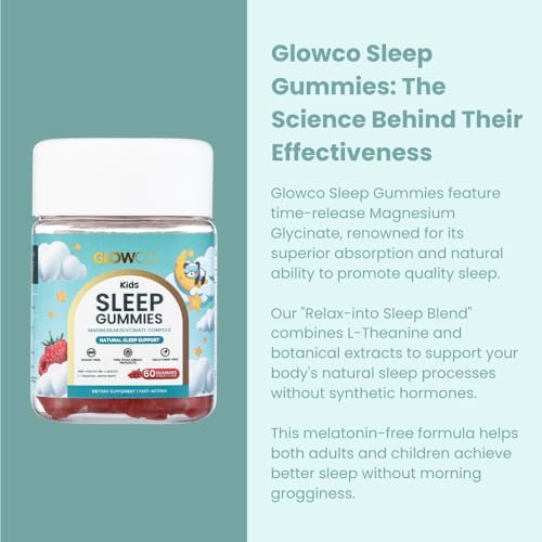 GLOWCO Magnesium-Glycinat Schlafgummis für Kinder ab 4 Jahren – Melatonin-frei, sanfte Beruhigung, zuckerfrei, vegan (60 Stück)