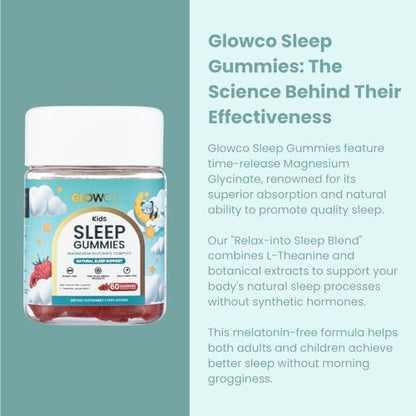 GLOWCO Magnesium-Glycinat Schlafgummis für Kinder ab 4 Jahren – Melatonin-frei, sanfte Beruhigung, zuckerfrei, vegan (60 Stück)