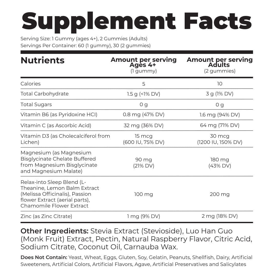 GLOWCO Magnesium-Glycinat Schlafgummis für Kinder ab 4 Jahren – Melatonin-frei, sanfte Beruhigung, zuckerfrei, vegan (60 Stück)