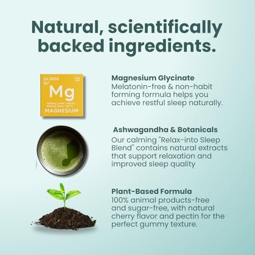 GLOWCO Magnesium-Glycinat Schlafgummis für Kinder ab 4 Jahren – Melatonin-frei, sanfte Beruhigung, zuckerfrei, vegan (60 Stück)
