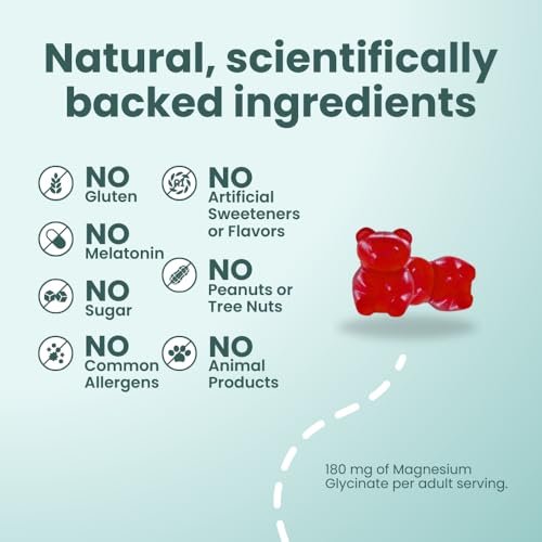 GLOWCO Magnesium-Glycinat Schlafgummis für Kinder ab 4 Jahren – Melatonin-frei, sanfte Beruhigung, zuckerfrei, vegan (60 Stück)