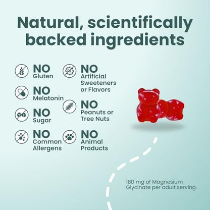 GLOWCO Magnesium-Glycinat Schlafgummis für Kinder ab 4 Jahren – Melatonin-frei, sanfte Beruhigung, zuckerfrei, vegan (60 Stück)