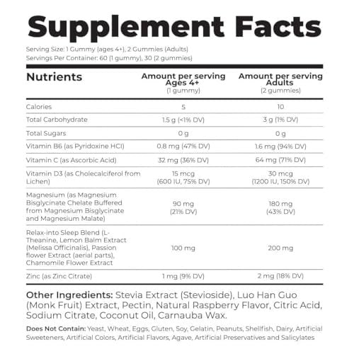 GLOWCO Magnesium-Glycinat Schlafgummis für Kinder ab 4 Jahren – Melatonin-frei, sanfte Beruhigung, zuckerfrei, vegan (60 Stück)