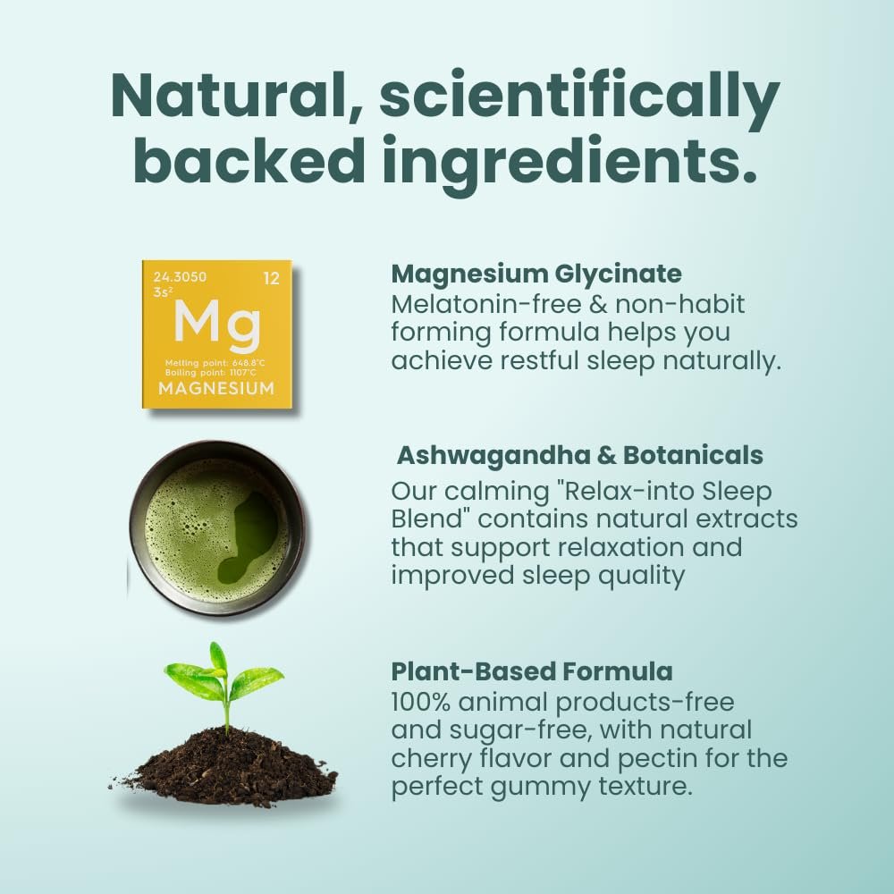 GLOWCO Magnesium-Glycinat Schlafgummis für Kinder ab 4 Jahren – Melatonin-frei, sanfte Beruhigung, zuckerfrei, vegan (60 Stück)