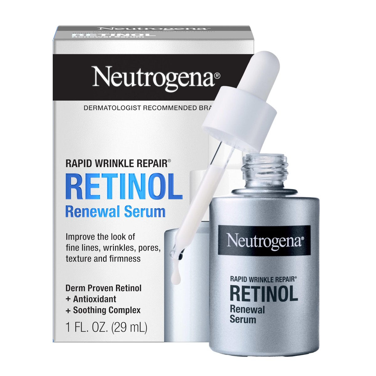 Neutrogena Rapid Wrinkle Repair Retinol Renewal Serum – Anti-Aging Gesichtsserum mit reinem Retinol & Antioxidantien gegen Falten, Fältchen und dunkle Flecken, 30 ml