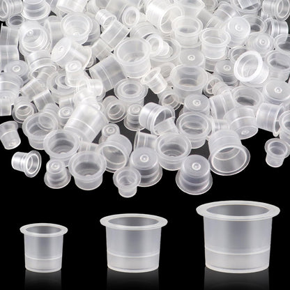 300 Stück Tattoo-Farbbecher, Pigmentbecher, Make-up-Behälterdeckel – 100 klein, 100 mittel, 100 groß – für Farben, Klebstoffe