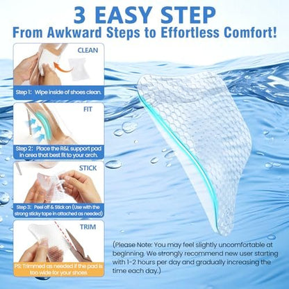 Plantarfasziitis Relief: Gel-Fußgewölbe-Stütze mit Klebepad für Flache Füße & Hohes Fußgewölbe, 2 Paar, Zuschneidbar