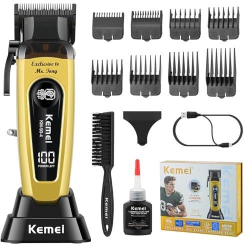 KEMEI 90-4 Professioneller Haarschneider für Herren – 11500 RPM, LED-Display, DLC-Klinge, 2000 mAh, kabellos, mit Ladestation