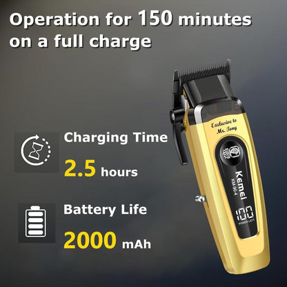 KEMEI 90-4 Professioneller Haarschneider für Herren – 11500 RPM, LED-Display, DLC-Klinge, 2000 mAh, kabellos, mit Ladestation