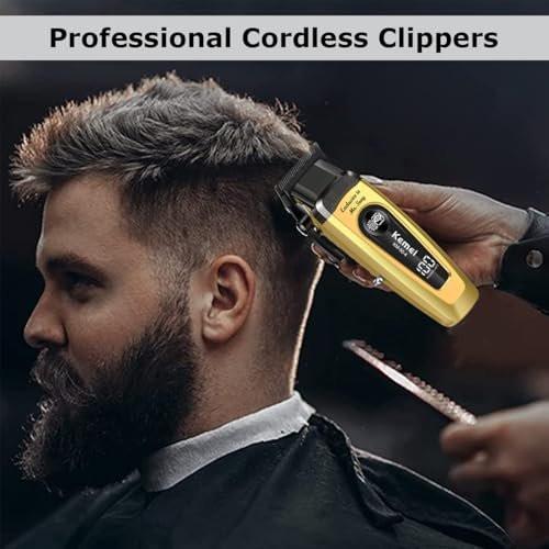 KEMEI 90-4 Professioneller Haarschneider für Herren – 11500 RPM, LED-Display, DLC-Klinge, 2000 mAh, kabellos, mit Ladestation