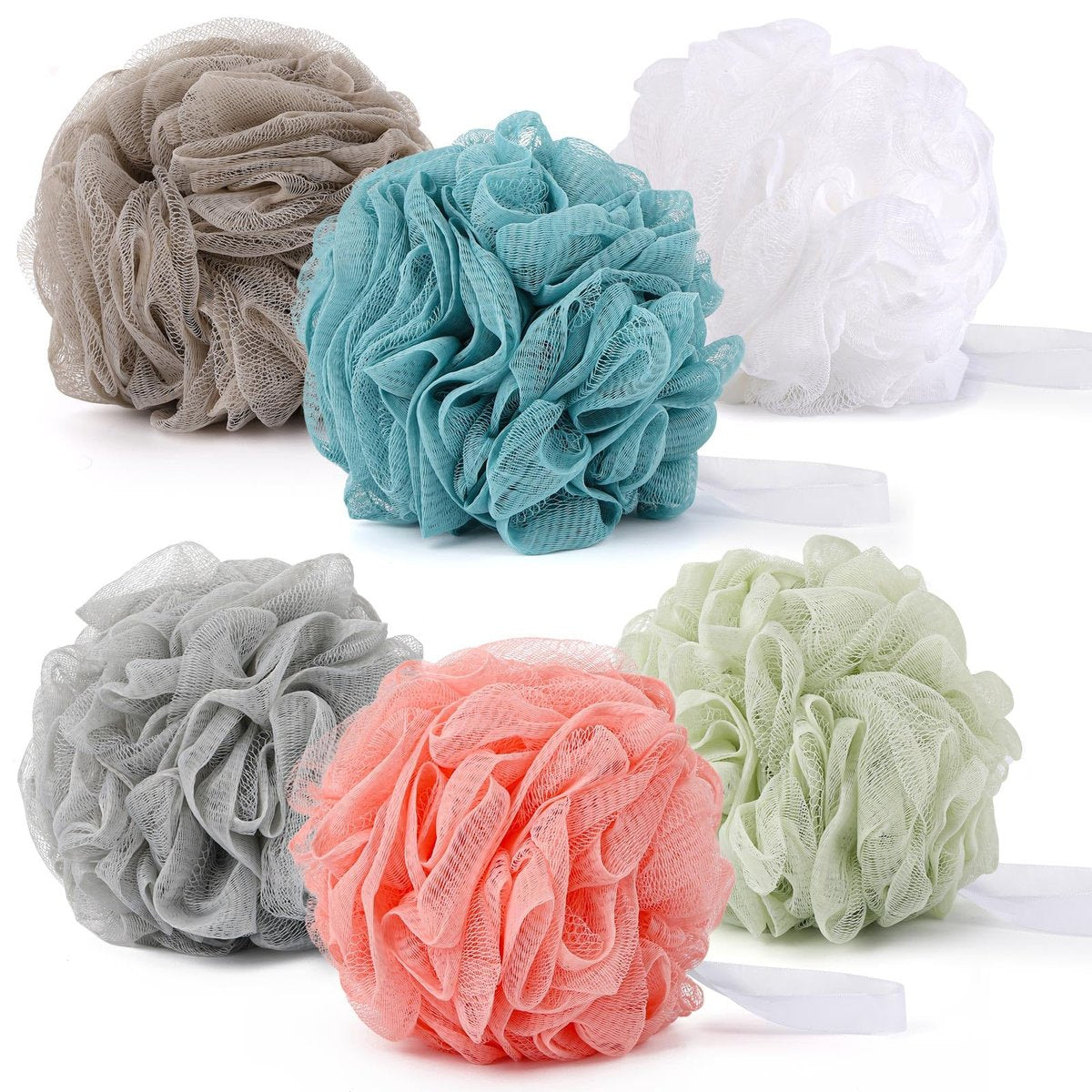 BTYMS 75g/Stk Großer Loofah-Badeschwamm, XL Peeling-Puffs Duschschwämme Mesh-Pouf für den Körper - Packung mit 6