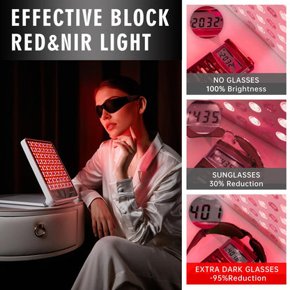 Rotlicht-Therapie-Brille – Augenschutz für IPL-, Laser- und Bräunungsgeräte (Schwarz, Polycarbonat)