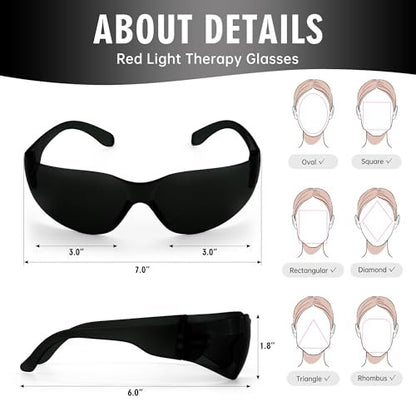 Rotlicht-Therapie-Brille – Augenschutz für IPL-, Laser- und Bräunungsgeräte (Schwarz, Polycarbonat)