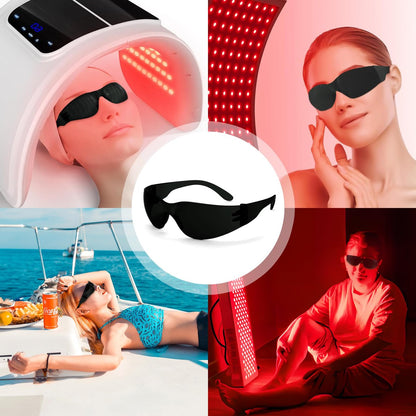 Rotlicht-Therapie-Brille – Augenschutz für IPL-, Laser- und Bräunungsgeräte (Schwarz, Polycarbonat)
