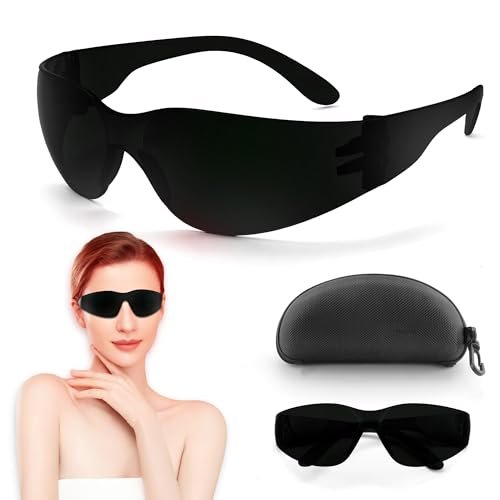 Rotlicht-Therapie-Brille – Augenschutz für IPL-, Laser- und Bräunungsgeräte (Schwarz, Polycarbonat)