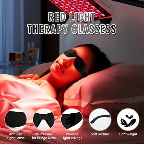 Rotlicht-Therapie-Brille – Augenschutz für IPL-, Laser- und Bräunungsgeräte (Schwarz, Polycarbonat)