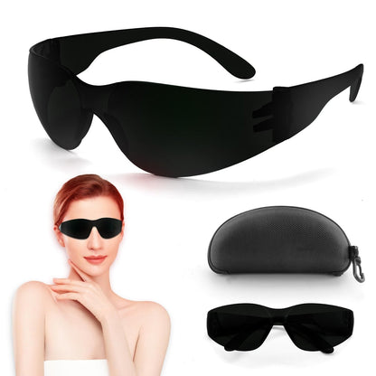 Rotlicht-Therapie-Brille – Augenschutz für IPL-, Laser- und Bräunungsgeräte (Schwarz, Polycarbonat)
