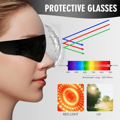 Rotlicht-Therapie-Brille – Augenschutz für IPL-, Laser- und Bräunungsgeräte (Schwarz, Polycarbonat)