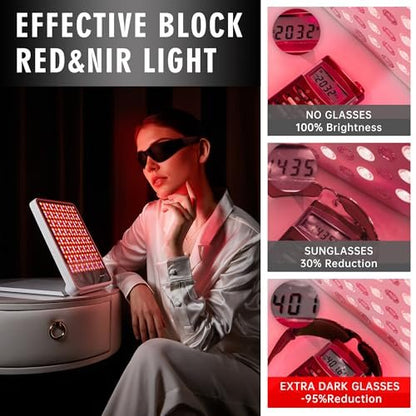 Rotlicht-Therapie-Brille – Augenschutz für IPL-, Laser- und Bräunungsgeräte (Schwarz, Polycarbonat)