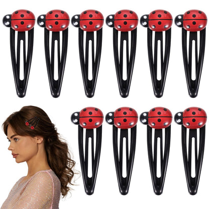 10 Stück Marienkäfer-Haarklammern für Mädchen, 5 cm süße Snap-Haarbarrettes für Kleinkinder und Frauen, wasserabweisende, rutschfeste Haaraccessoires für Kinder, Teens und Kleinkinder