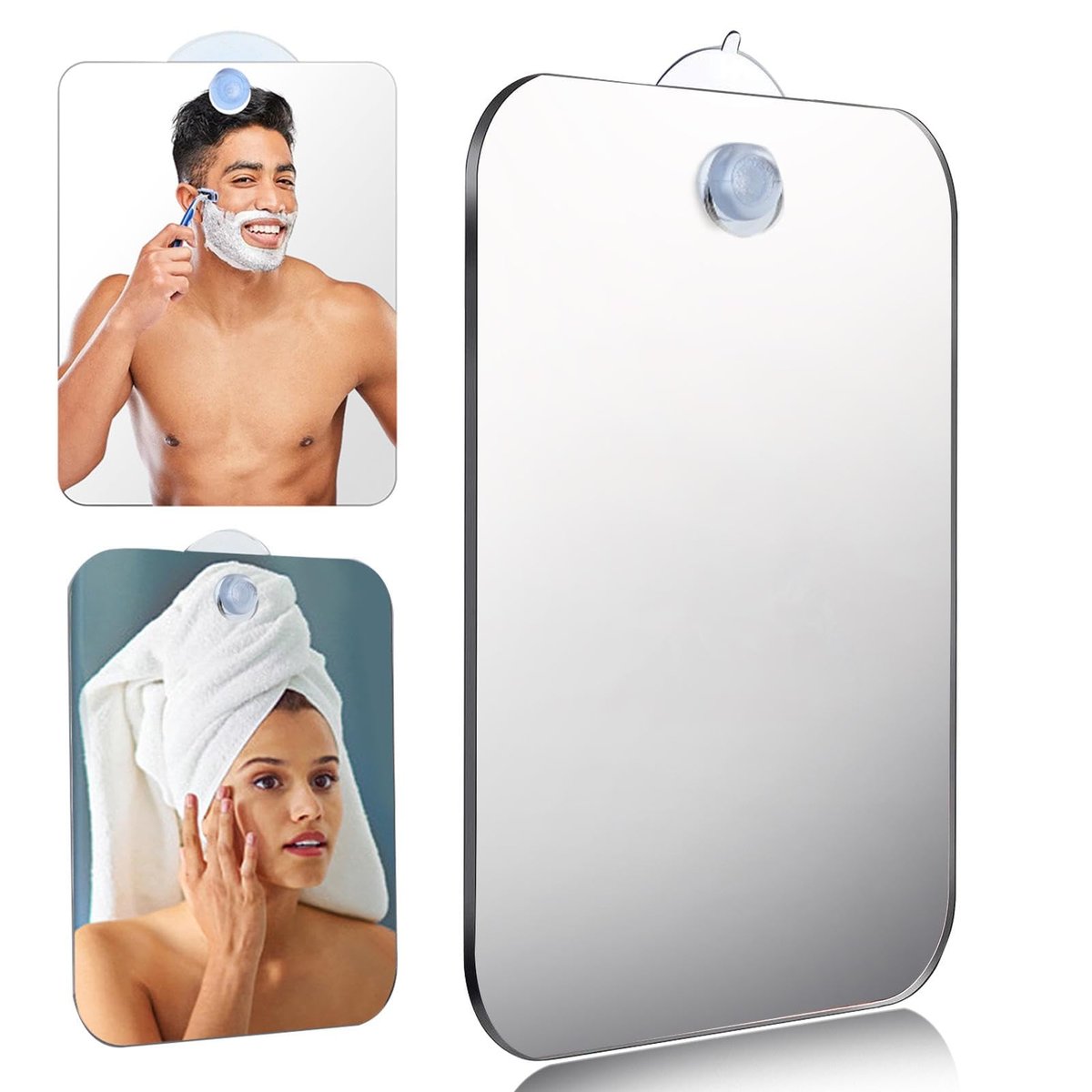Ranjaner Duschspiegel zum Rasieren, bruchsicherer Wandspiegel für Männer, Handspiegel für Spind, Badezimmerspiegel (Silber, Größe: 6,7 x 5,1 Zoll)