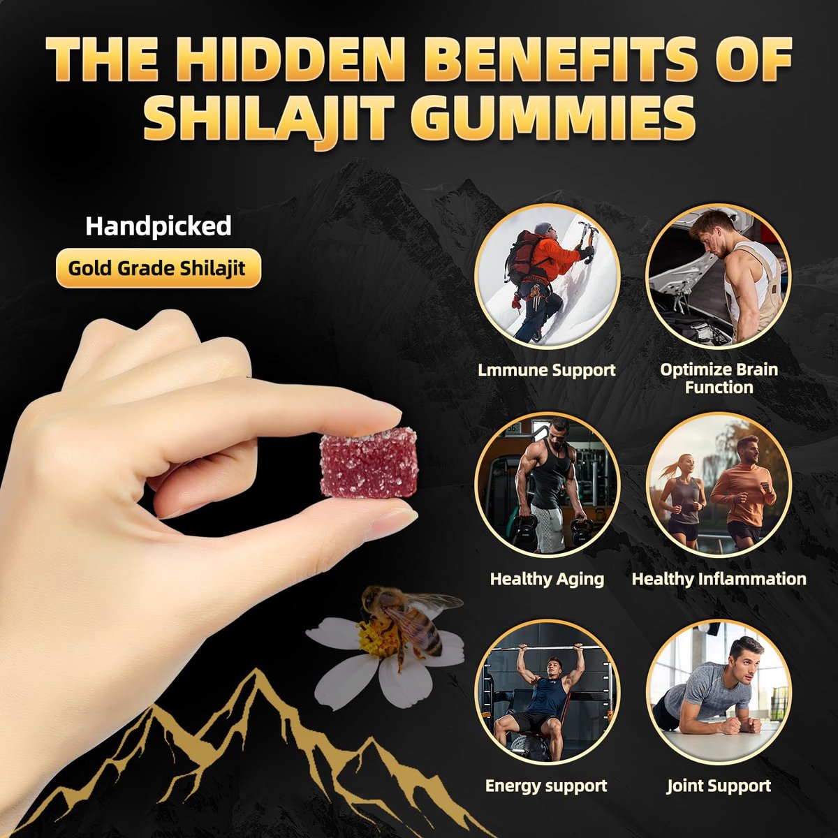 Newrish Shilajit Gummies mit Manuka Honig – Himalaya Shilajit, Ashwagandha, Gokshura, Fulvinsäure & 85+ Spurenelemente – 100% natürlich & bio – ohne Zuckerzusatz – 30 Gummis für Männer & Frauen