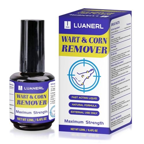 luanerl Warzen- & Hühneraugenentferner, 20 % Salicylsäure mit natürlicher Formel, maximale Stärke, schnell wirkend gegen Warzen, Dornwarzen, Genitalwarzen, gewöhnliche Warzen, Hornhaut – 0,4 fl oz (12 ml)