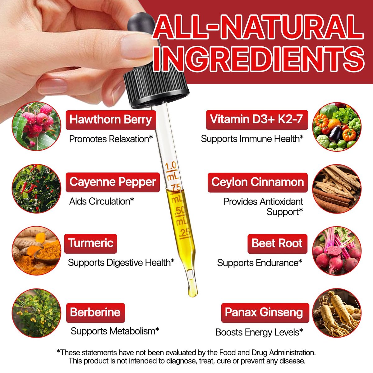 Cayenne Pfeffer Tropfen – Bio Cayenne Liquid, Herz-Kreislauf-Unterstützung mit Weißdorn, Rote Bete, Kurkuma, Vitamin K2 & D3 – Vegan – 60 ml