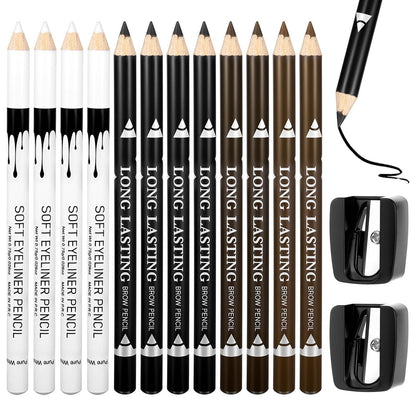 BOHUIZ 12-teiliger Barber-Stift mit 2 Spitzern – Magischer Haarlinienstift für Lineup, Bartformung, Bartführungsstift, Barber-Kreide für Männer, Bärte, Haare, Make-up-Design – Weiß, Schwarz, Dunkelbraun, Hellbraun