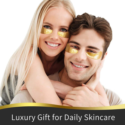 USTELIR Augenpflaster, 20 Paar Augenmasken gegen dunkle Ringe, Schwellungen, Tränensäcke und Falten mit Hyaluronsäure, 24K Gold, Rose & Aloe Vera – Hautpflege für Männer und Frauen
