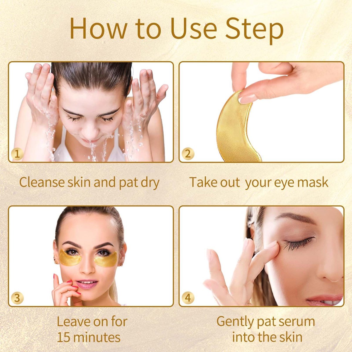 USTELIR Augenpflaster, 20 Paar Augenmasken gegen dunkle Ringe, Schwellungen, Tränensäcke und Falten mit Hyaluronsäure, 24K Gold, Rose & Aloe Vera – Hautpflege für Männer und Frauen