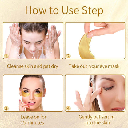 USTELIR Augenpflaster, 20 Paar Augenmasken gegen dunkle Ringe, Schwellungen, Tränensäcke und Falten mit Hyaluronsäure, 24K Gold, Rose & Aloe Vera – Hautpflege für Männer und Frauen