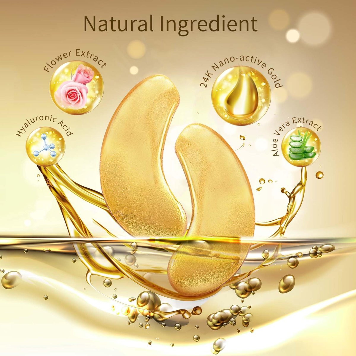 USTELIR Augenpflaster, 20 Paar Augenmasken gegen dunkle Ringe, Schwellungen, Tränensäcke und Falten mit Hyaluronsäure, 24K Gold, Rose & Aloe Vera – Hautpflege für Männer und Frauen