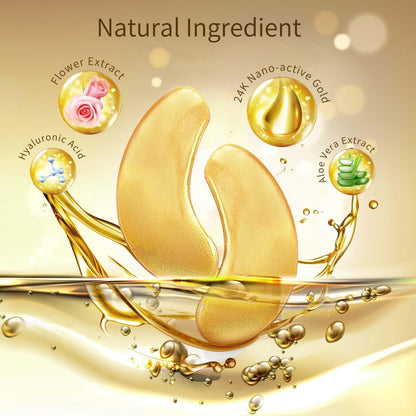 USTELIR Augenpflaster, 20 Paar Augenmasken gegen dunkle Ringe, Schwellungen, Tränensäcke und Falten mit Hyaluronsäure, 24K Gold, Rose & Aloe Vera – Hautpflege für Männer und Frauen
