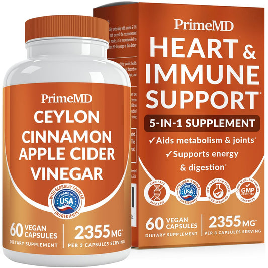 5-in-1 Ceylon Zimt Kapseln 2355mg – Ceylon Zimt und Apfelessig mit Kurkuma, Panax Ginseng, Zimt und Bioperin, 60 Stück