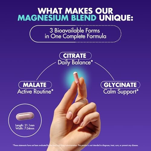 Magnesium Komplex 2.150 mg – Hochdosiert mit Glycinat, Citrat & Malat, plus Vitamin B6, B2, Folat & Rote Bete – Vegan, Non-GMO, 90 Kapseln