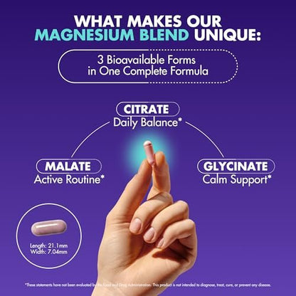 Magnesium Komplex 2.150 mg – Hochdosiert mit Glycinat, Citrat & Malat, plus Vitamin B6, B2, Folat & Rote Bete – Vegan, Non-GMO, 90 Kapseln