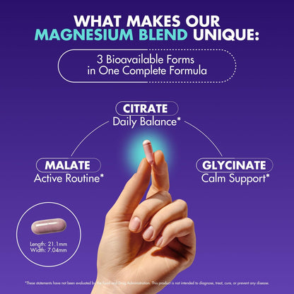 Magnesium Komplex 2.150 mg – Hochdosiert mit Glycinat, Citrat & Malat, plus Vitamin B6, B2, Folat & Rote Bete – Vegan, Non-GMO, 90 Kapseln