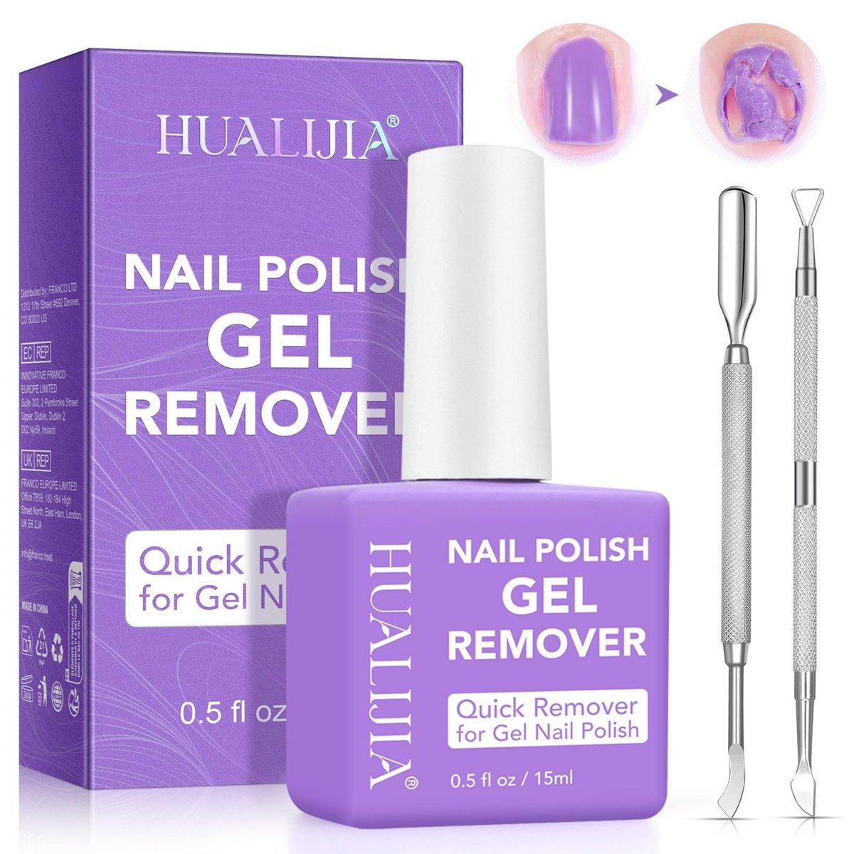 Gel-Nagellackentferner, Professioneller Gel-Entferner für Nägel mit Nagelhautschieber & Schaber, Schnell & Einfach in 2-5 Minuten, Kein Einweichen oder Folieren nötig