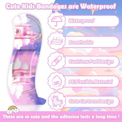 Sublaga 33 Stile Kinder Pflaster 300 Stück – Bunte Cartoon Pflaster für Mädchen und Jungen, wasserdicht, flexibel, für Kratzer und Schnitte