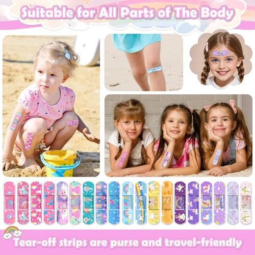 Sublaga 33 Stile Kinder Pflaster 300 Stück – Bunte Cartoon Pflaster für Mädchen und Jungen, wasserdicht, flexibel, für Kratzer und Schnitte