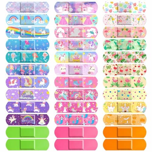 Sublaga 33 Stile Kinder Pflaster 300 Stück – Bunte Cartoon Pflaster für Mädchen und Jungen, wasserdicht, flexibel, für Kratzer und Schnitte