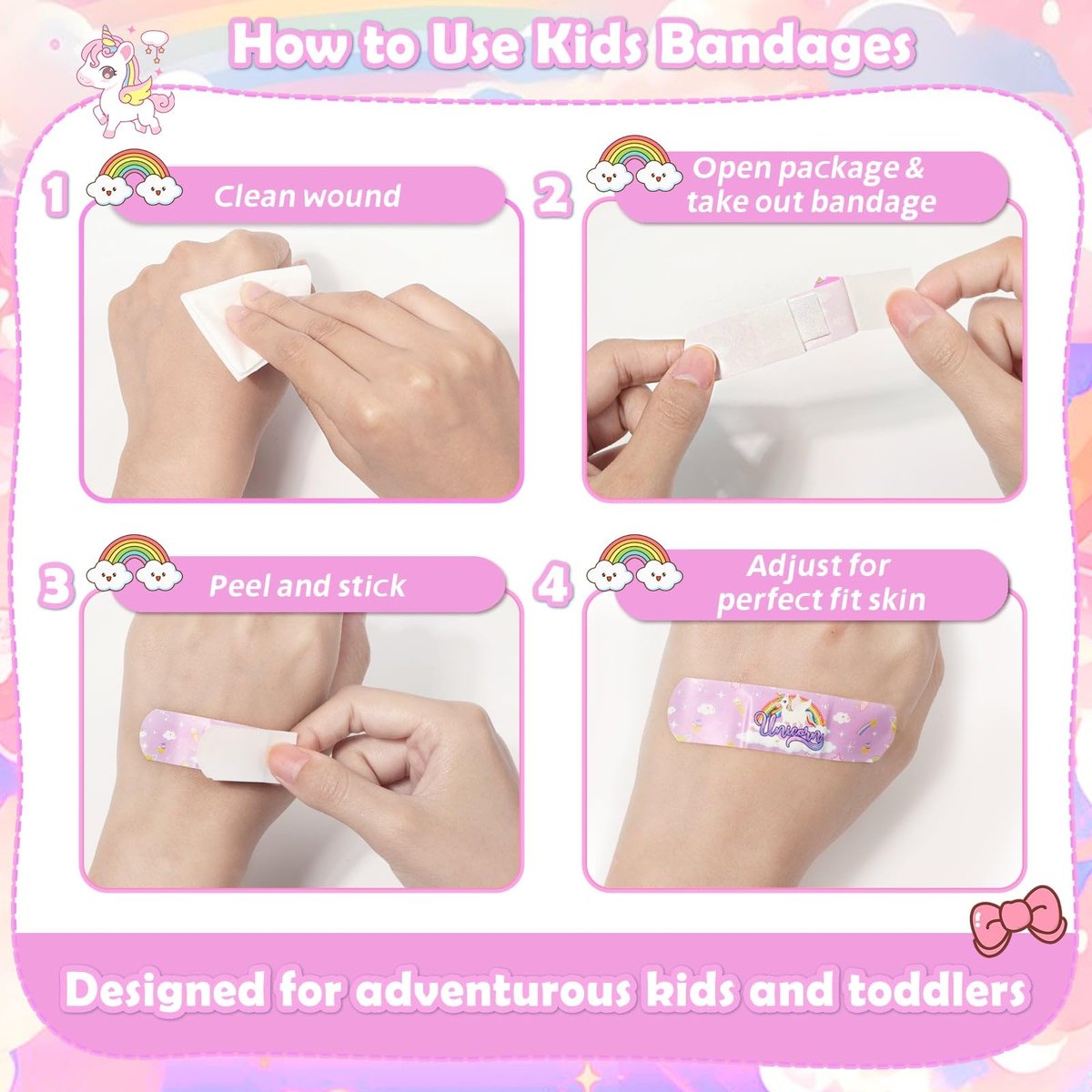 Sublaga 33 Stile Kinder Pflaster 300 Stück – Bunte Cartoon Pflaster für Mädchen und Jungen, wasserdicht, flexibel, für Kratzer und Schnitte