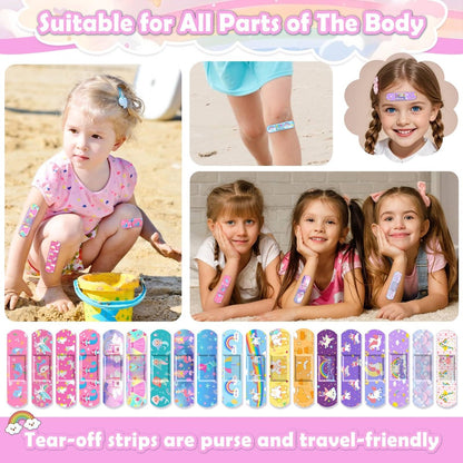 Sublaga 33 Stile Kinder Pflaster 300 Stück – Bunte Cartoon Pflaster für Mädchen und Jungen, wasserdicht, flexibel, für Kratzer und Schnitte