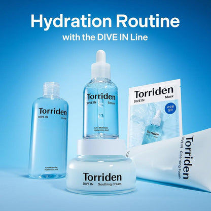 Torriden DIVE IN Serum 1,69 fl.oz. + Beruhigende Creme (Glas) 3,38 fl.oz. | Hyaluronsäure-Pflegeset | Tiefenwirksame Feuchtigkeitspflege für Glas-Haut