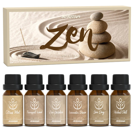 ARVIDSSON Zen Essential Oils Set – 6 natürliche Aromatherapieöle für Diffuser, Zuhause & Geschenke für Frauen