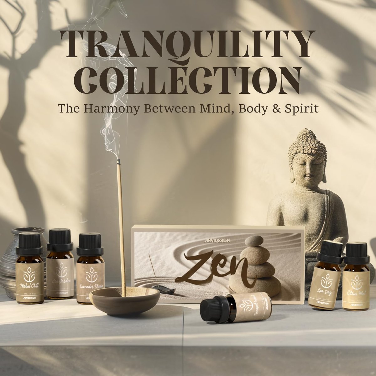 ARVIDSSON Zen Essential Oils Set – 6 natürliche Aromatherapieöle für Diffuser, Zuhause & Geschenke für Frauen