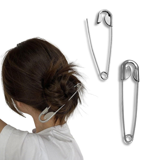 Metall-Haarnadeln, lustiges Pin-Form-Design, French-Style Haarstab-Clips, Silber, 2er-Pack, für Vintage-Frisuren